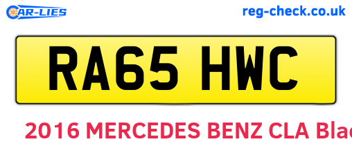 RA65HWC are the vehicle registration plates.