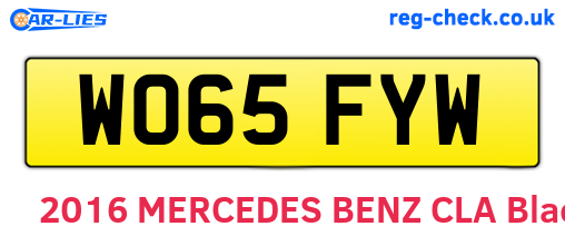WO65FYW are the vehicle registration plates.