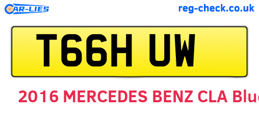 T66HUW are the vehicle registration plates.