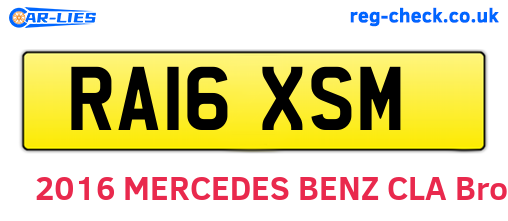 RA16XSM are the vehicle registration plates.