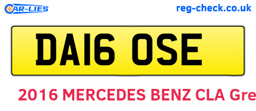 DA16OSE are the vehicle registration plates.