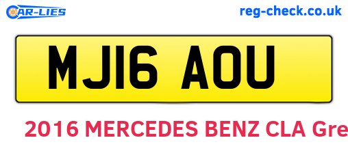MJ16AOU are the vehicle registration plates.