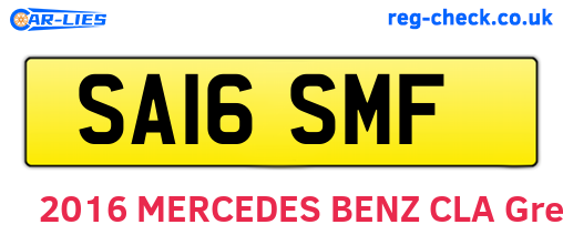 SA16SMF are the vehicle registration plates.