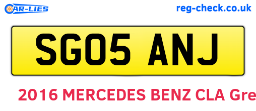 SG05ANJ are the vehicle registration plates.