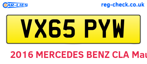 VX65PYW are the vehicle registration plates.