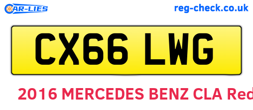 CX66LWG are the vehicle registration plates.