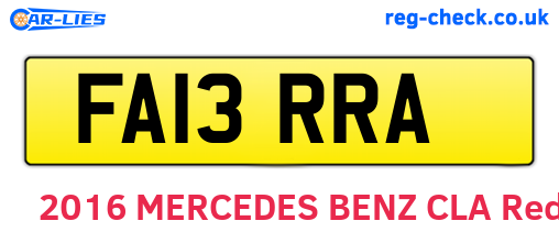 FA13RRA are the vehicle registration plates.