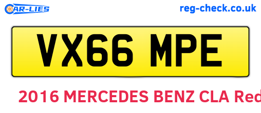 VX66MPE are the vehicle registration plates.