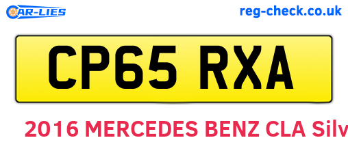 CP65RXA are the vehicle registration plates.