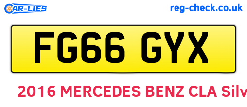 FG66GYX are the vehicle registration plates.