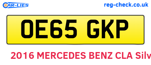 OE65GKP are the vehicle registration plates.