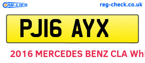PJ16AYX are the vehicle registration plates.