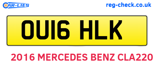 OU16HLK are the vehicle registration plates.