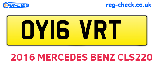 OY16VRT are the vehicle registration plates.
