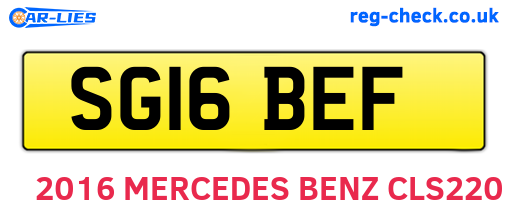 SG16BEF are the vehicle registration plates.