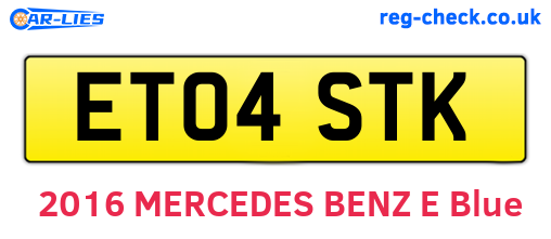 ET04STK are the vehicle registration plates.