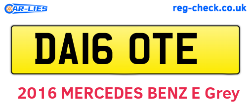 DA16OTE are the vehicle registration plates.