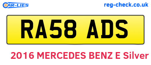 RA58ADS are the vehicle registration plates.