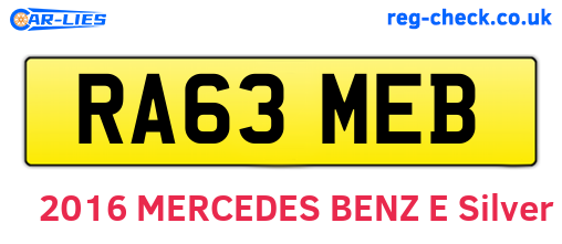 RA63MEB are the vehicle registration plates.
