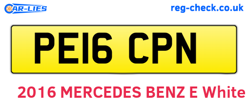PE16CPN are the vehicle registration plates.