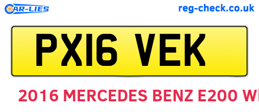 PX16VEK are the vehicle registration plates.