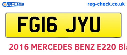 FG16JYU are the vehicle registration plates.