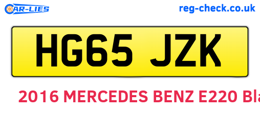 HG65JZK are the vehicle registration plates.