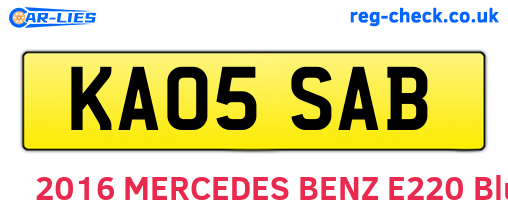 KA05SAB are the vehicle registration plates.