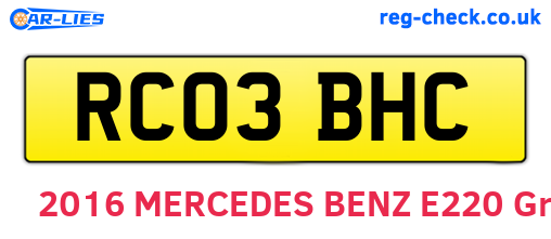 RC03BHC are the vehicle registration plates.