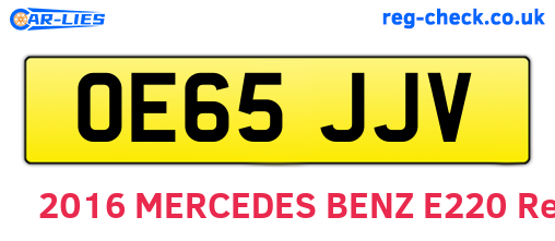OE65JJV are the vehicle registration plates.