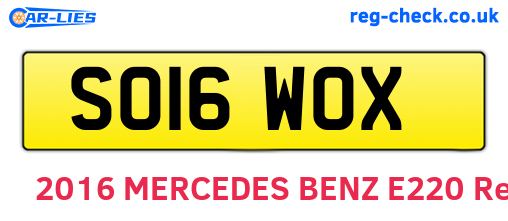 SO16WOX are the vehicle registration plates.