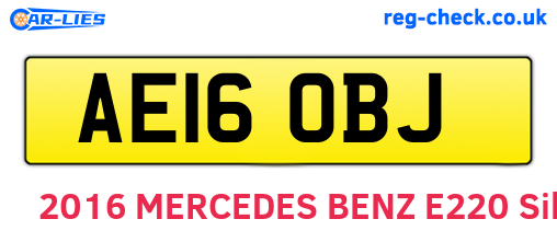 AE16OBJ are the vehicle registration plates.