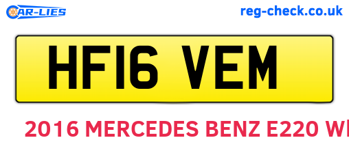 HF16VEM are the vehicle registration plates.