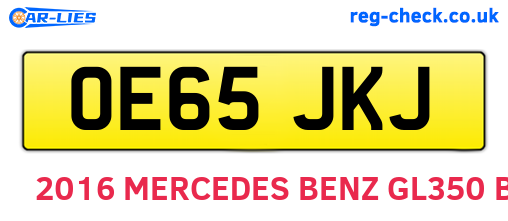 OE65JKJ are the vehicle registration plates.