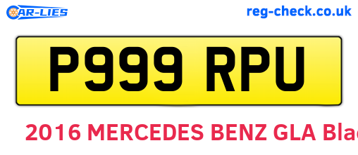 P999RPU are the vehicle registration plates.