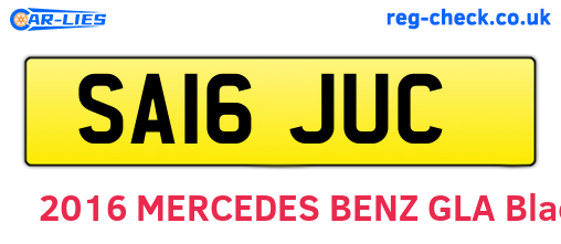 SA16JUC are the vehicle registration plates.