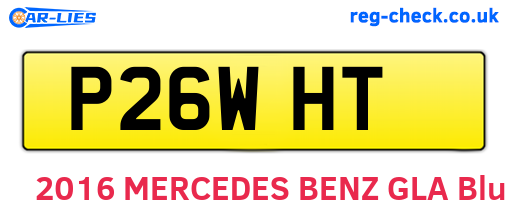 P26WHT are the vehicle registration plates.