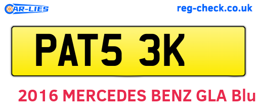 PAT53K are the vehicle registration plates.