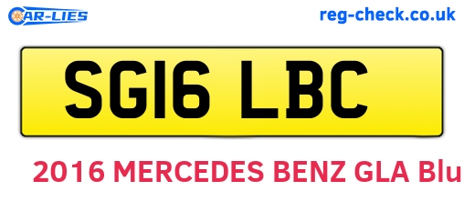 SG16LBC are the vehicle registration plates.