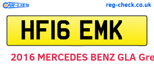HF16EMK are the vehicle registration plates.