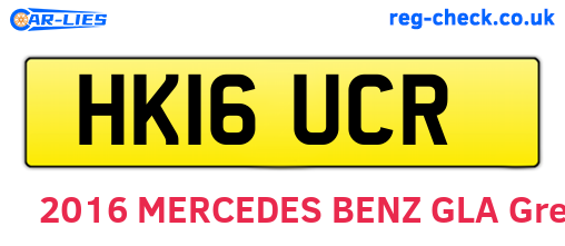 HK16UCR are the vehicle registration plates.