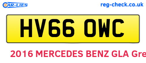 HV66OWC are the vehicle registration plates.