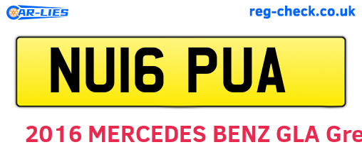 NU16PUA are the vehicle registration plates.