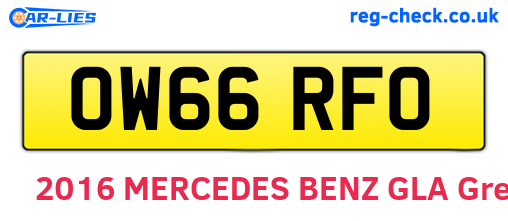 OW66RFO are the vehicle registration plates.