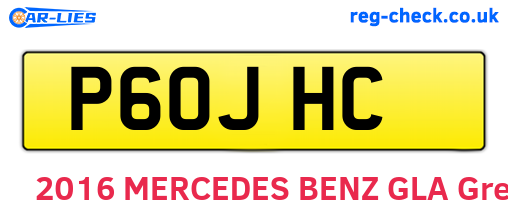 P60JHC are the vehicle registration plates.
