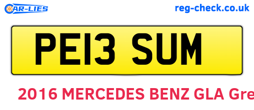 PE13SUM are the vehicle registration plates.