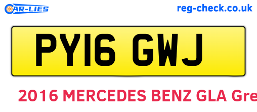 PY16GWJ are the vehicle registration plates.