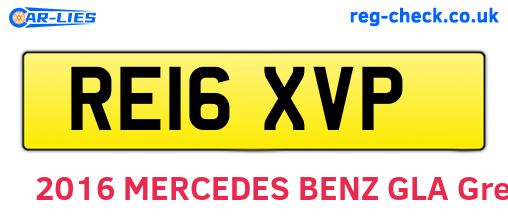 RE16XVP are the vehicle registration plates.