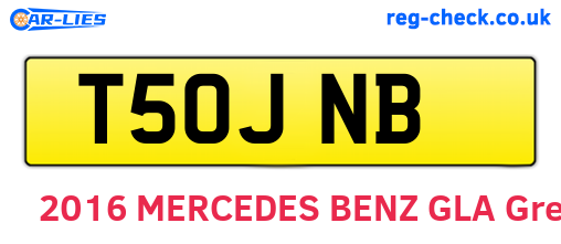 T50JNB are the vehicle registration plates.
