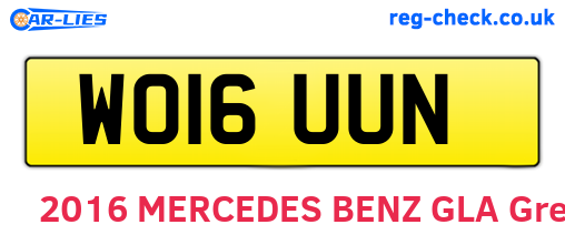 WO16UUN are the vehicle registration plates.